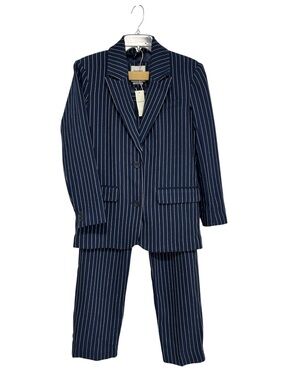A & F Navy Pinstripe Boyfriend Blazer XS Matching Trousers 29/8 Suit Set office